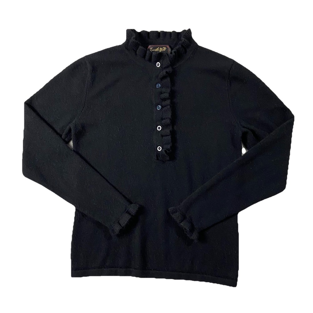 Invisible World 100% Cashmere Sweater Ruffled Collar Black Women’s M Whimsigoth - Picture 2 of 14